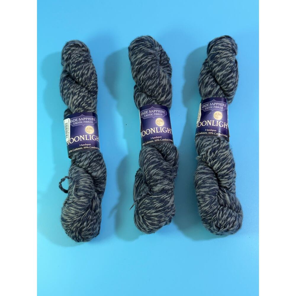 Jade Sapphire Moonlight Blue Moon Cashmere Mink Yarn QTY 3 (1 lot) Handspun - Picture 2 of 6